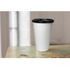 12 oz Disposable White Paper Coffee Cups with Black Flat
