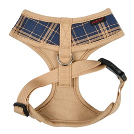 Puppia Corwin Dog Harness A (Over-The-Head) Fashionable Checkered Pattern Spring Summer Harness for Small and Medium Dogs, Navy, Large