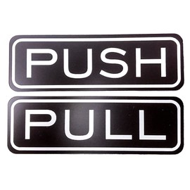 All Quality Classic Horizontal Push Pull Door Signs - Easy to Install | Durable Door Safety Signs (Dark Brown) - Large 1 Pack