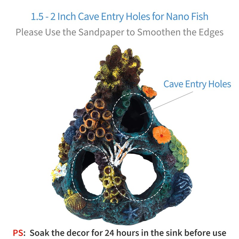 Uniclife Aquarium Decorations Resin Coral Rock Mountain Cave Fish Tank