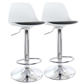 Elama 2 Piece Adjustable Bar Stool in Black and White with Chrome Base, (ELM-836ABLKWHT)