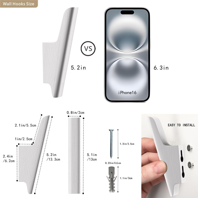 FCOWK Wood Wall Hooks 4 Pack Coat Hooks Wall Mount