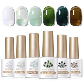Born Pretty UV Nagellack Jelly Gr√ºn Milchig Wei√ü Gel Nagellack Fr√ºhling Sommer Transparent Durchsichtig UV LED Soak off Manicure Gel Lacquer Varnish