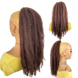 VAVANGA Marley Hair Ponytail Drawstring 18-inch Dark Brown Color Synthetic Braiding Hair Afro Kinky Ponytail for Women Quick Wrap Pony Jamaican Twist Hair Ponytail Extension(33#, 18")