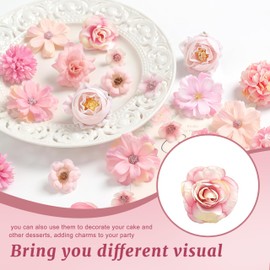 RUISPEED 90 Pieces Artificial Flowers 2-4 cm Pink for Crafts Fabric Flowers Mini Decor for DIY Weddings Scrapbooking Crafts