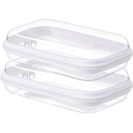 DARENYI 3Pcs Clear Hard Shell Zipper Case, Waterproof Storage Zipper Pouches Cosmetic Bags Pencil Case Toiletry Pouch Portable Travel Organizer Bins for Makeup Tools, Toy Storage, 7.48x3.93x2.36 in