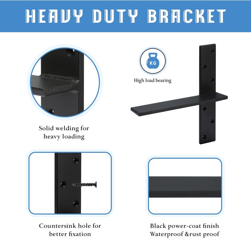 Floating Shelf Bracket 3/8" Thick Heavy Duty Shelf Brackets 3