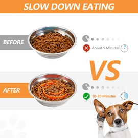 Slow Feeder Dog Bowls Insert, Animire Soft Silicone Slow Eating Dog Food Bowl for Small, Medium and Large Dogs, Compatible with Regular and Elevated Dog Bowls