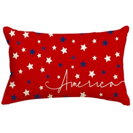 RABUSOFA 4th of July Patriotic Throw Pillow Cover, 12 x 20 Inch Independence Memorial Day America Stars Fourth of July Decorations Cushion Case for Sofa Couch