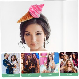 FOMIYES Ice Cream Headband for Women 1 Piece Funny Spa Makeup Hair Accessory Adjustable Size Sweet Cone Design for Face Washing and Party