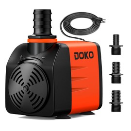 DOKO 480GPH Submersible Water Pump, Pond Pumps with 6FT Power Cord and 3 Nozzles,35W, Ultra Quiet Fountain Water Pump for Ponds, Waterfalls, Fountains, Fish Tanks, Hydroponics, and Aquariums