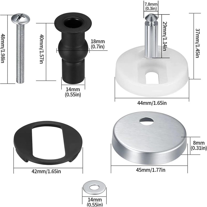 Toilet Seat Hinge Bolts Kit Quick Release Top Hinge Fixings