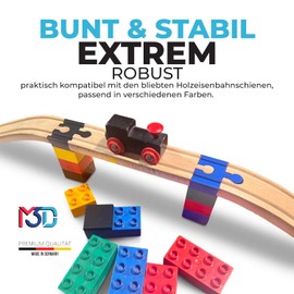 M3Druck® Bridge Adapter Compatible with Brio Wooden Railway & Duplo Building Blocks Track Connectors (Pack of 4, Black)