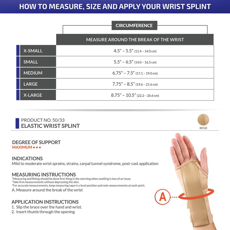 CHAMPION C-50/33l Elastic Wrist Splint, Left, Small
