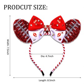 NVENF Football Headband Accessories for Women Red White Game Day Headbands Cheer Mom Accessories Essentials Game Day Outfits Football Party Decors Gifts (Red White)