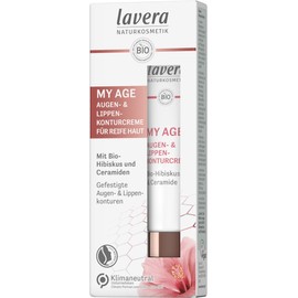 lavera MY AGE Eye & Lip Contour Cream with Organic Hibiscus and Ceramides of Plant Origin, Reduces Pigment Spots, for Mature Skin, Certified Natural Cosmetics, Vegan, 15 ml