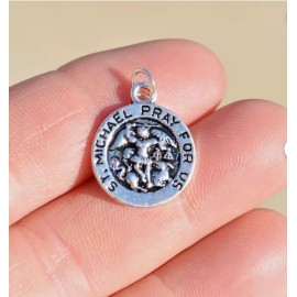 Fashion Jewelry Dainty SAINT MICHAEL ANGEL PRAY Pendant 925 Sterling Silver 24" Necklace Women