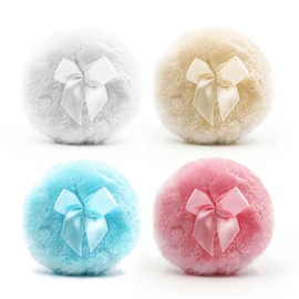 Powder Puff for Talcum Powder - 4 Pack 3.5 Inch Large Reusable Body Powder Puff | Soft Washable Dusting Powder Puffs | Wet Dry Makeup Tool for Babies, Kids, Adults