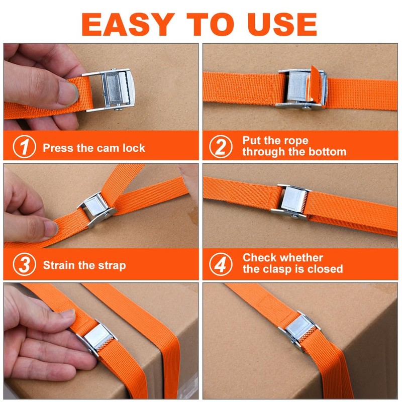 URAQT Tie Down Straps, 4 Pack Heavy Duty Tensioning Belts,