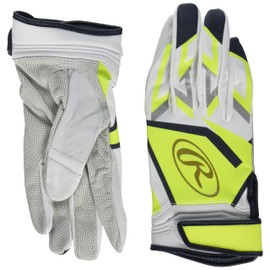 Rawlings Baseball Adult Ambidextrous Millenia Batting Gloves Genuine Leather EBG22S01 White/Lime Size L