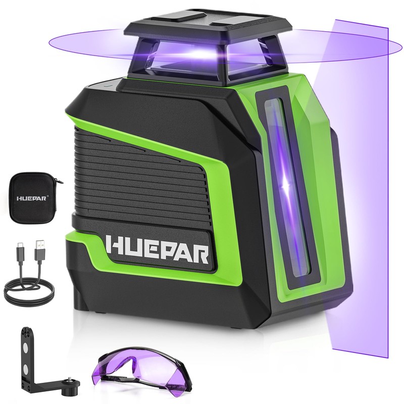 Huepar 360° Laser Level, 82Ft - 165Ft Self Leveling Laser
