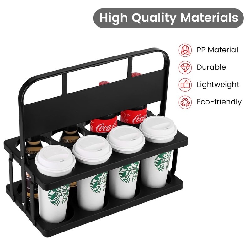 Reusable Drink Carrier with Handle for Doordash, Eats, Grubhub, Portable