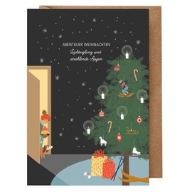 dabelino 1 x Christmas Card: Children + Dog/Dachshund with Envelope (Card Christmas Individual, Diversity, Diversity, BIPoC, People of Colour, Sustainable)