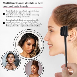 BOHUIZ 5 Pcs Hair Edge Brush Teasing Rat Tail Brush for Edge&Back Brushing, Combing, Slicking Hair for Women Edge Brush Double Sided Edge Comb Edge Control Brush for All Hair Styles
