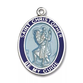 Bliss Sterling Silver Saint Christopher Catholic Medal Pendant Necklace 24" Chain Gift