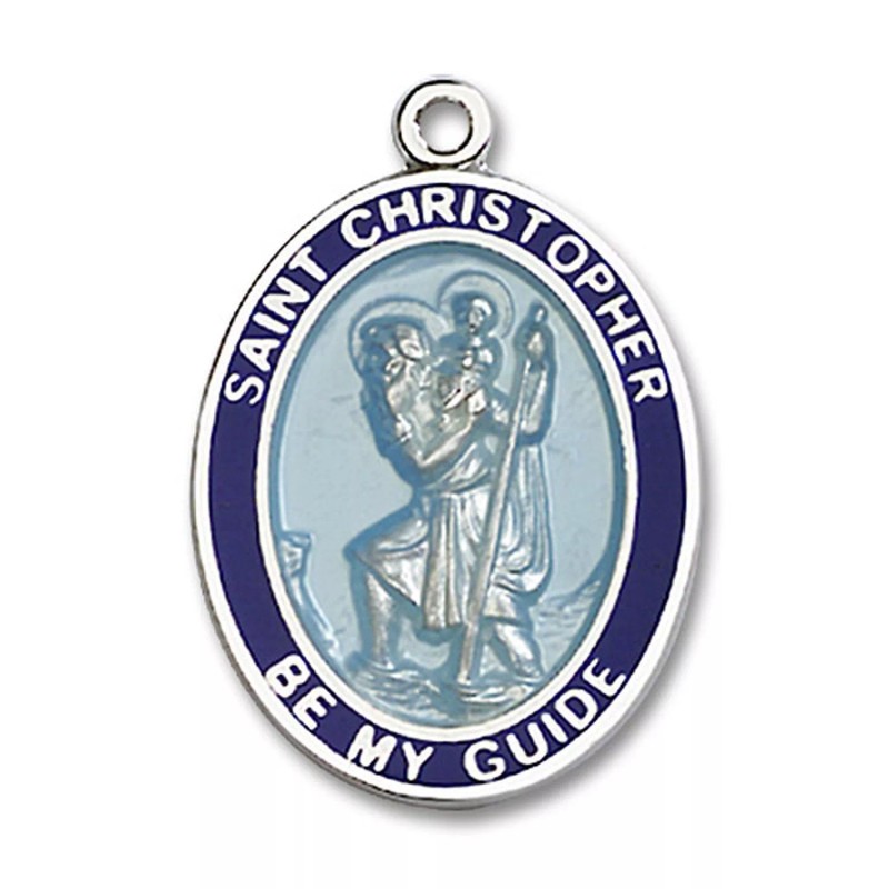 Bliss Sterling Silver Saint Christopher Catholic Medal Pendant Necklace 24"