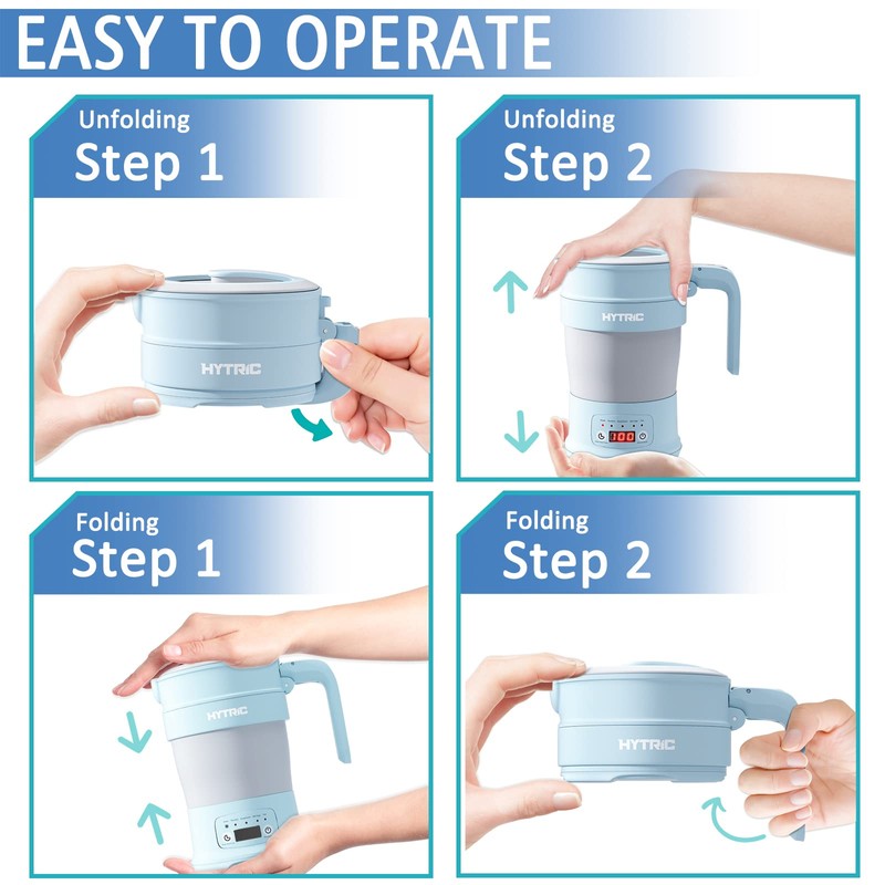 HYTRIC Travel Electric Kettle, 700ML Foldable Small Electric Kettle BPA-Free,