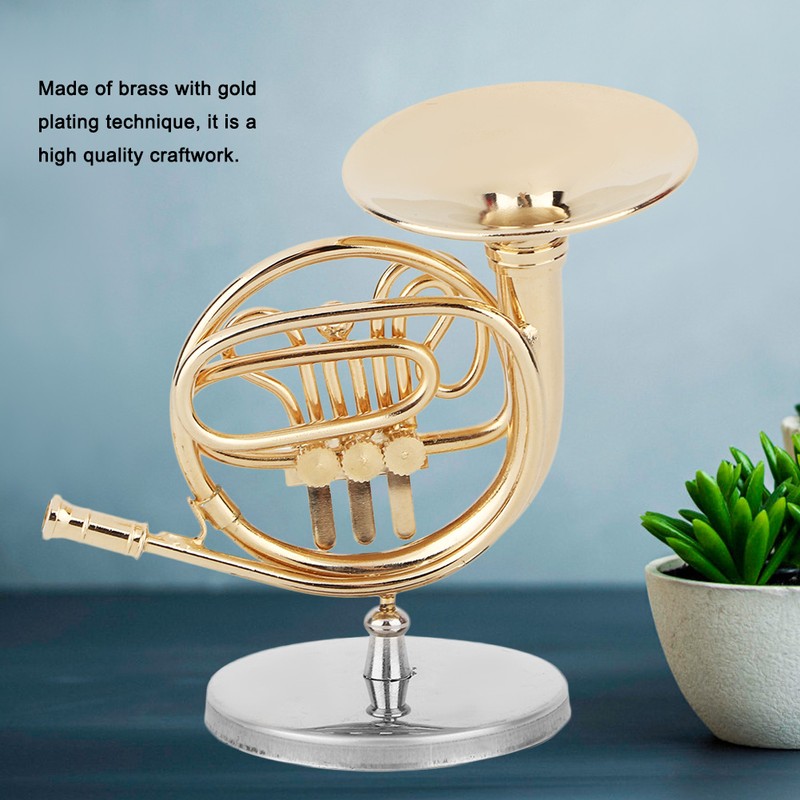 Miniature French Horn Delicated Golden Mini Instrument Ornament Decoration for
