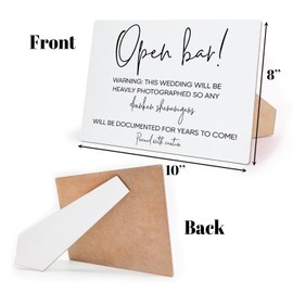 Wedding Signs,Open Bar Sign, 10 x 8 Inch, Event Party Table Centerpiece Decor, Gender Reveal Decorations, Decor Gifts, for Wedding Reception, Bridal Shower, Elegant Minimalist Style,8