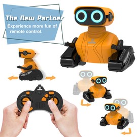 REMOKING Robot Toys for Boys Kids,Remote Control Robot Toys with LED Eyes & Flexible Arms,Dance & Sounds,Toys for 3 4 5 6 Year Old Boys Girls Kids,Children Educational Toys Birthday Gifts(Orange)