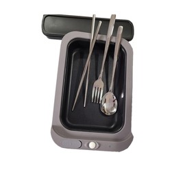 Hot Bento Portable Self-Heated Lunch Box & Food Warmer – Stainless Steel, Cordless & Battery-Powered, Heats in 10 Minutes, Ideal for Travel, Office, School & Outdoors (Titanium/Utensils)