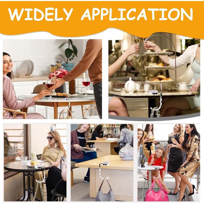 Bloomique 2PCS Handbag Hooks for Table, Foldable Round Purse Hook