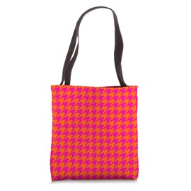 Orange and Hot Pink Houndstooth Preppy Aesthetic Classic Tote Bag