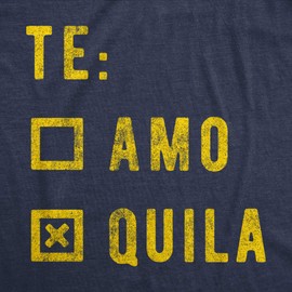 Funny Shirts for Women – Te Amo Tequila Graphic Tee – Soft Cotton Blend for Fun Mexican Party and Taco Tuesday Outfit - Navy, XL