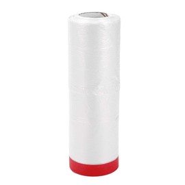 HOPESPANNER Pre-Taped Masking Film Plastic Cover PE Film Masking Paper 1 Pc 1500x240cm / 49.21ftx94.49" White Red