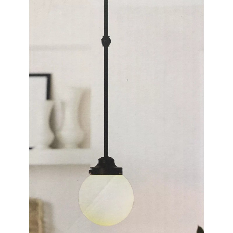 Allen + Roth Oil-Rubbed Bronze/White Glass Globe Pendant WEBNER allen+roth