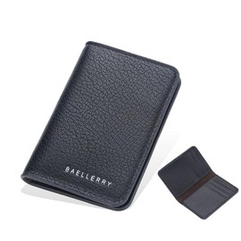 Tarjetero de Cuero para Hombre, Carteras para Hombre RFID que Bloquean el Dinero Clip de Doble Pliegue Delgado, Capacidad para 8 Tarjetas de Crédito (Negro 1)