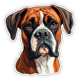 Boxer Sticker 4 Inch Boxer Lover Guard Working Dog Playful Dog - Waterproof Animal Vinyl Decal for Laptop Water Bottle Car Tumbler - Durable Aesthetic Long-Lasting Stickers for Adults ID44990