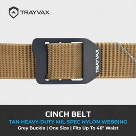 Trayvax Cinch Belt, Tactical Nylon Web Belt for Men and Women, Outdoor Hiking and Military Accessories, Tan/Grey