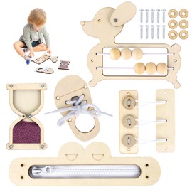 Mineup Montessori Busy Board Accessories, Pack of 5 DIY Activity Board Accessories for Toddlers, Wooden Montessori Activity Board for 1-6 Years, Girls, Boys