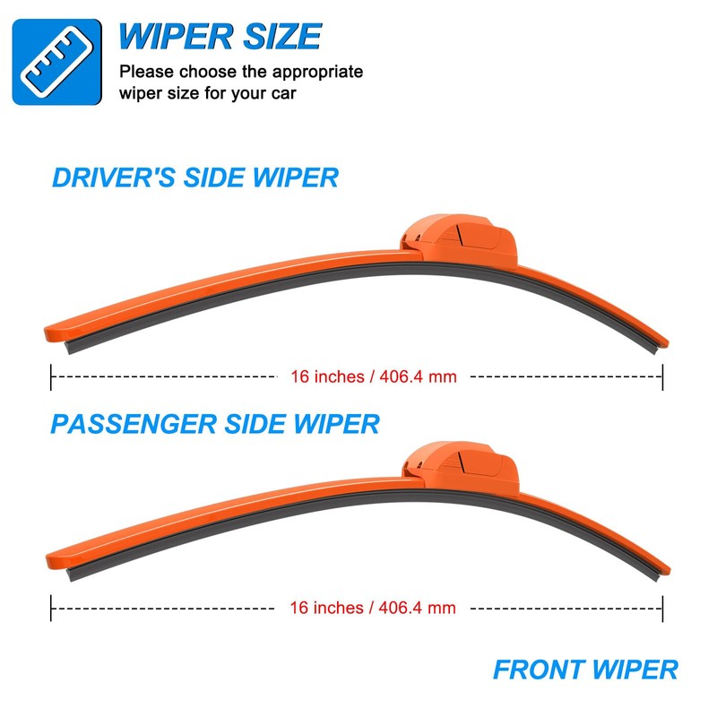 CJPPPZIW® Windshield Wipers-16"+16" Replacement for 2018-2024 Jeep Wrangler/2020-2025 Gladiator,Streak-free,OEM Quality