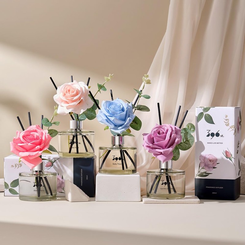 396 st. Rose Flower Reed Diffuser, Black Cherry, 200ml(6.7oz) /