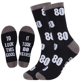 NOEMIN 30 40 50 60 70 80th Birthday Gifts for Men, Socks Mens 9-12 for Dad Husband Funny Novelty Present Calf Socks Cotton