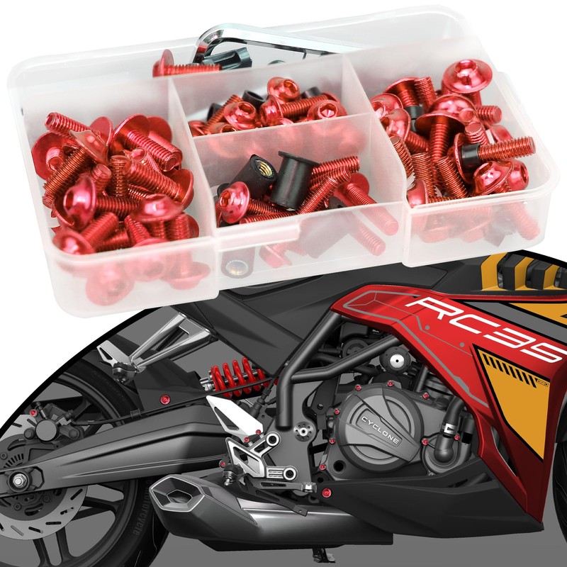 210Pcs Motorcycle Universal Fairing Bolt Kits, Aluminum Alloy M5 M6