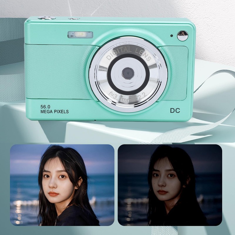 Jectse 1080P Digital Camera, 56MP Point and Shoot with 8X