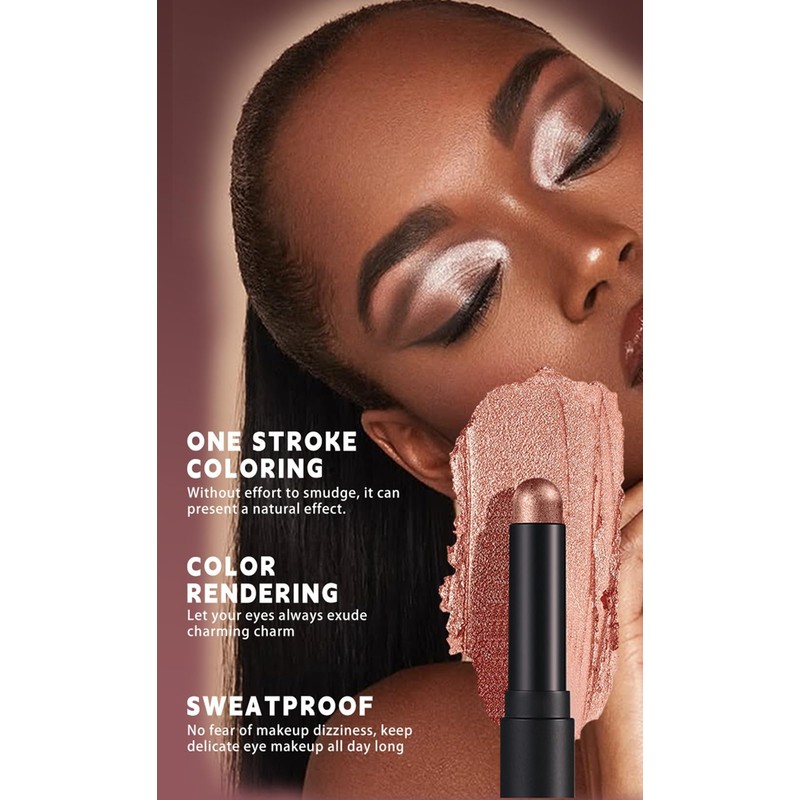 Shimmer Cream Eyeshadow Stick Set, 6 Warm Bronze Metallic Eye